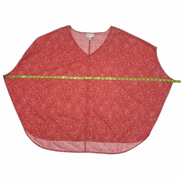 AVA & Viv Pink Printed Boxy V-Neck High Low Blouse - Picture 6 of 10